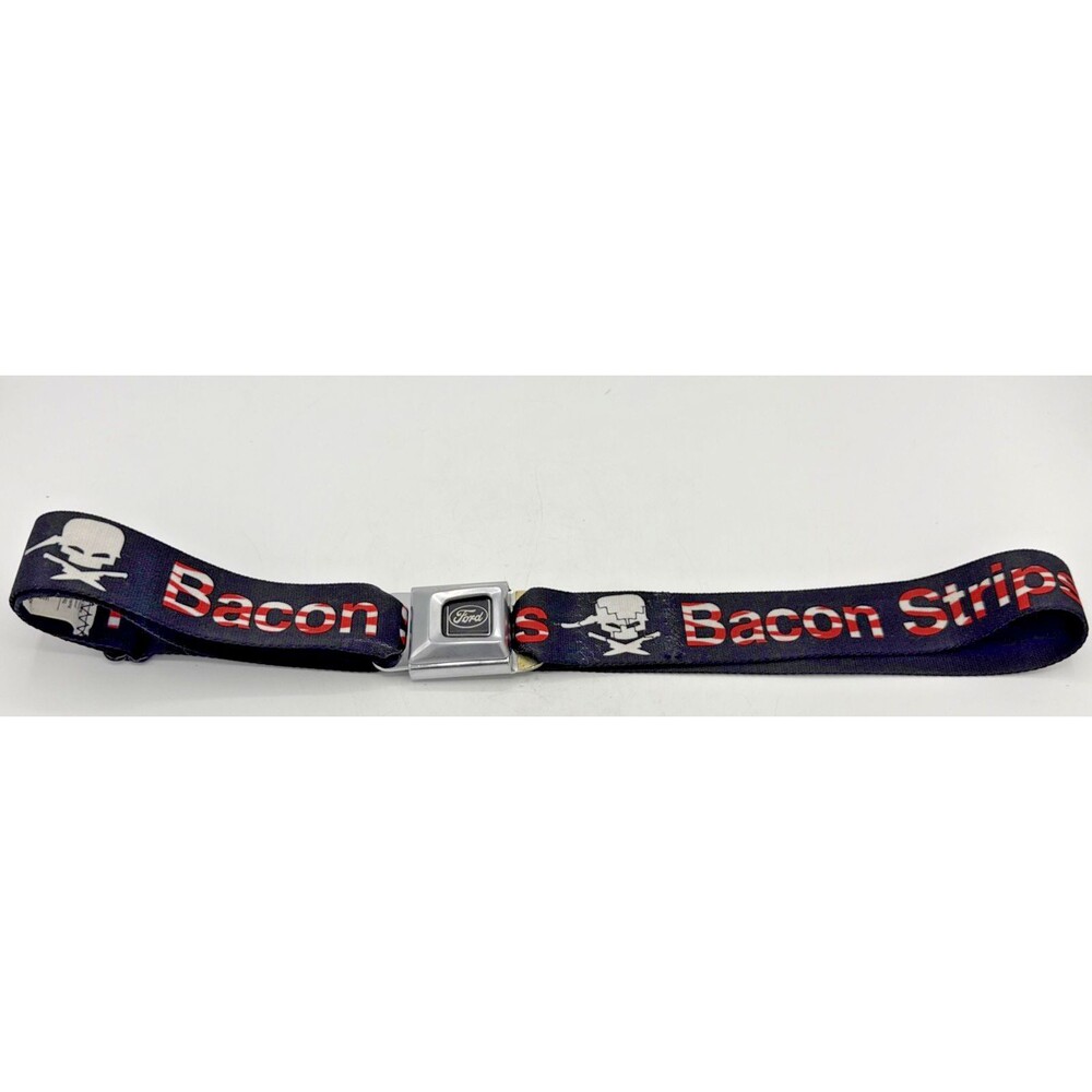 Buckle Down Ford Seatbelt Buckle Belt "Bacon Strips" Adjustable Nostalgic